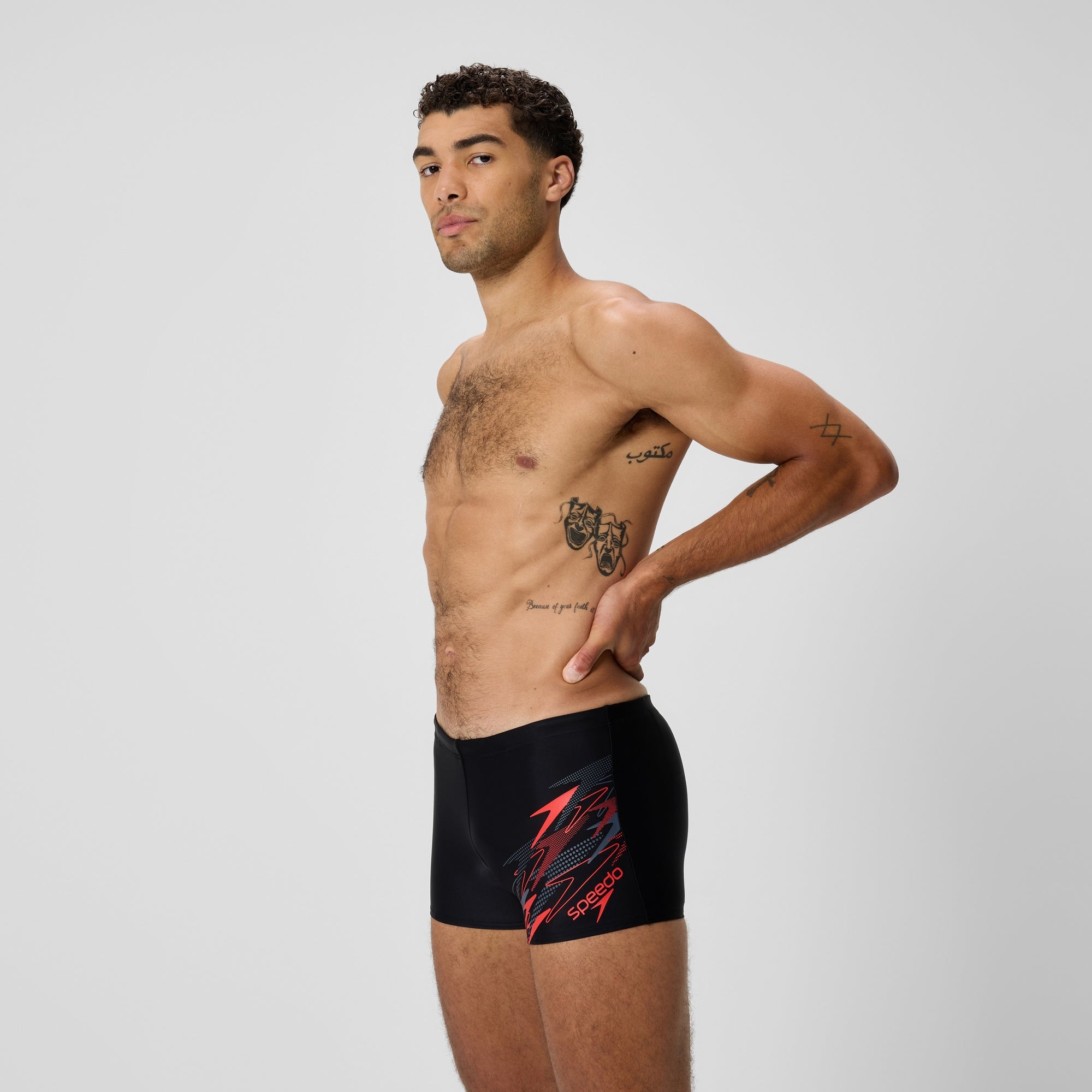 Men's Medley Logo Square Leg Black/Red | Speedo USA