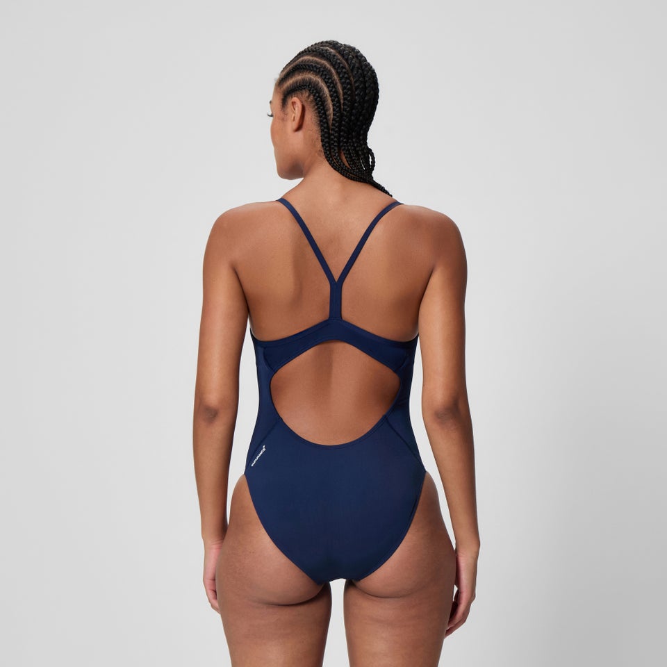Maillot de bain Femme Endurance+ Logo à bretelles fines bleu marine