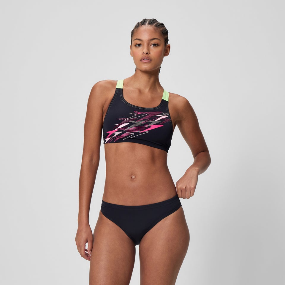 Women's Medley Logo V-Back Two Piece Black/Green