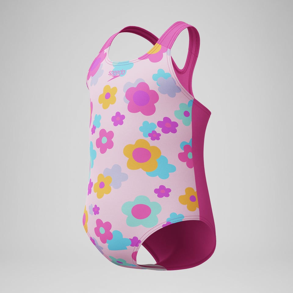 Kleinkinder Mädchen Racerback Badeanzug mit Print Pink