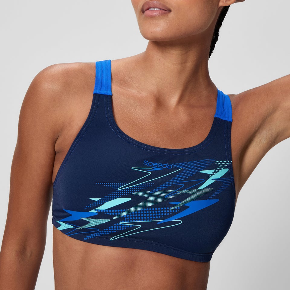 Damen Medley Bikini mit Logo und V-Rücken Marineblau/Blau