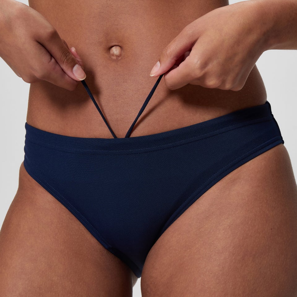Damen Medley Bikini mit Logo und V-Rücken Marineblau/Blau