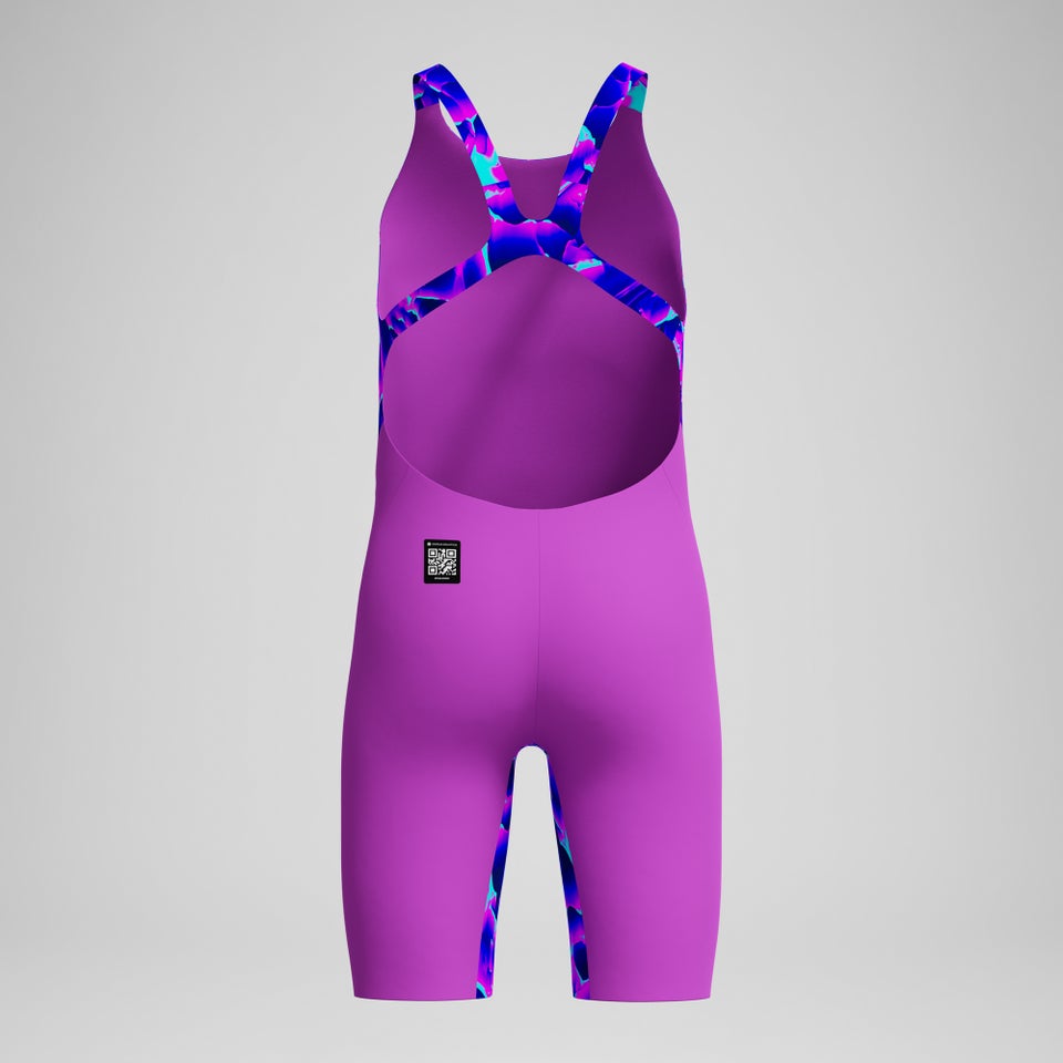 Mädchen Fastskin Endurance+ Max Kneeskin mit offenem Rücken Violett/Pink