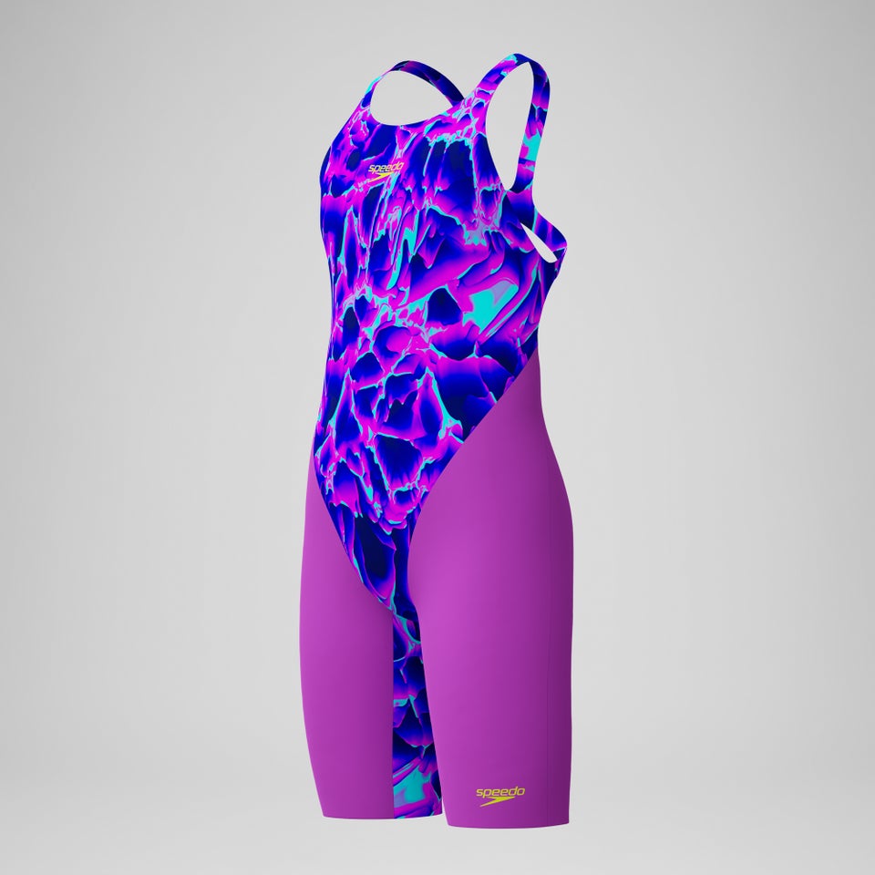 Mädchen Fastskin Endurance+ Max Kneeskin mit offenem Rücken Violett/Pink