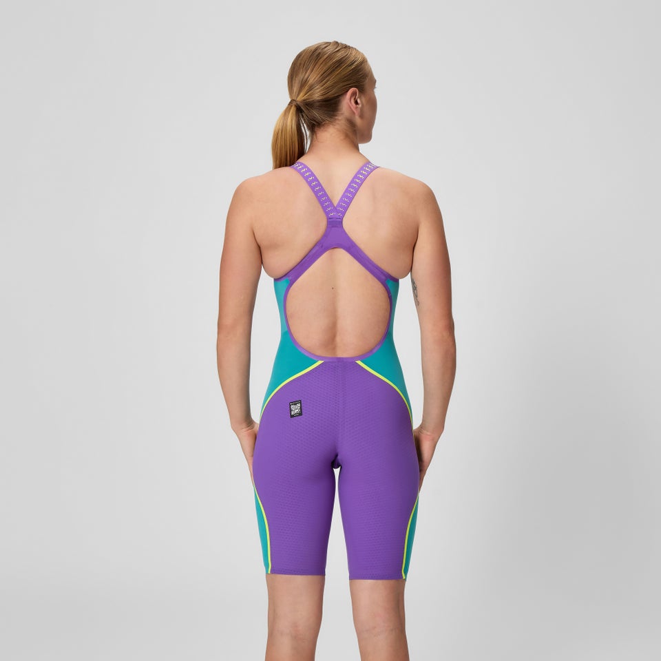 Damen Fastskin LZR Pure Intent 2.0 Kneeskin mit offenem Rücken Violett/Blau