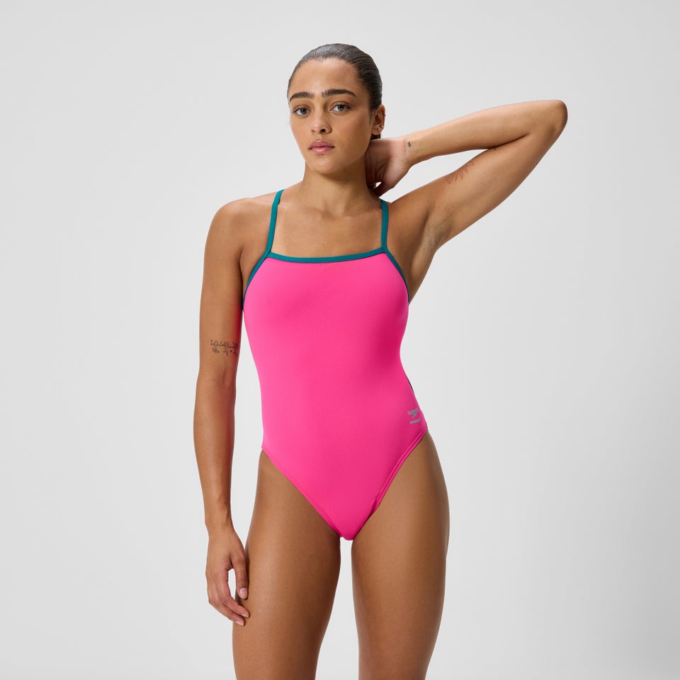 Women's Club Training Printed Powerback One Piece Black/Pink