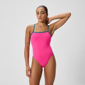 Women's Club Training Printed Powerback One Piece Black/Pink - 38