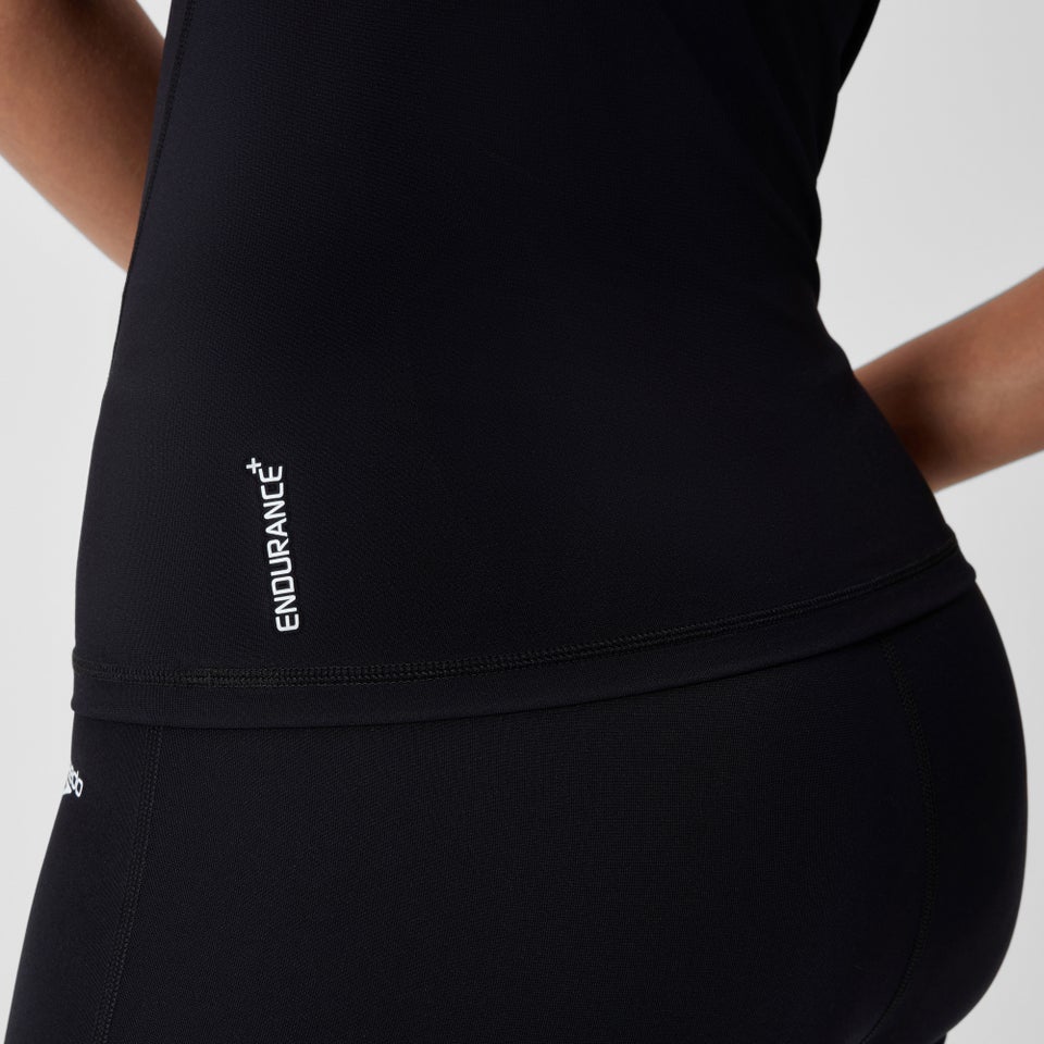 T-shirt rashguard Femme Endurance+ à manches courtes noir