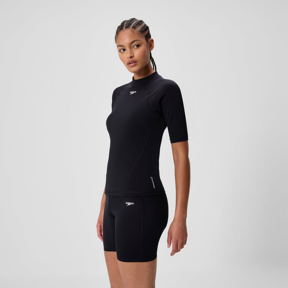 T-shirt rashguard Femme Endurance+ à manches courtes noir
