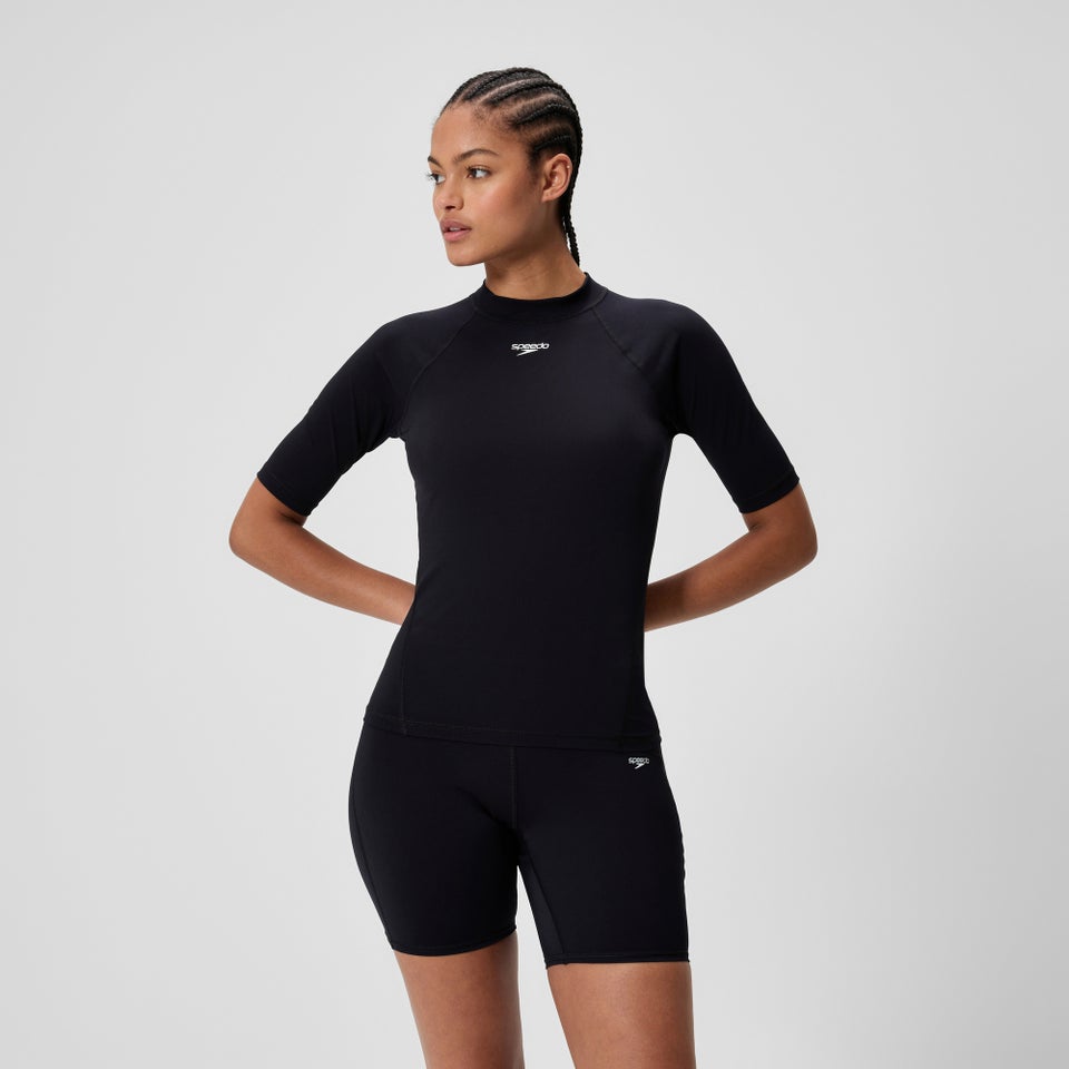 T-shirt rashguard Femme Endurance+ à manches courtes noir