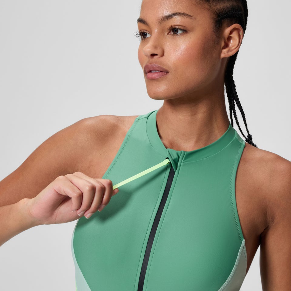 Women's Ocean Flex Zip One Piece Green