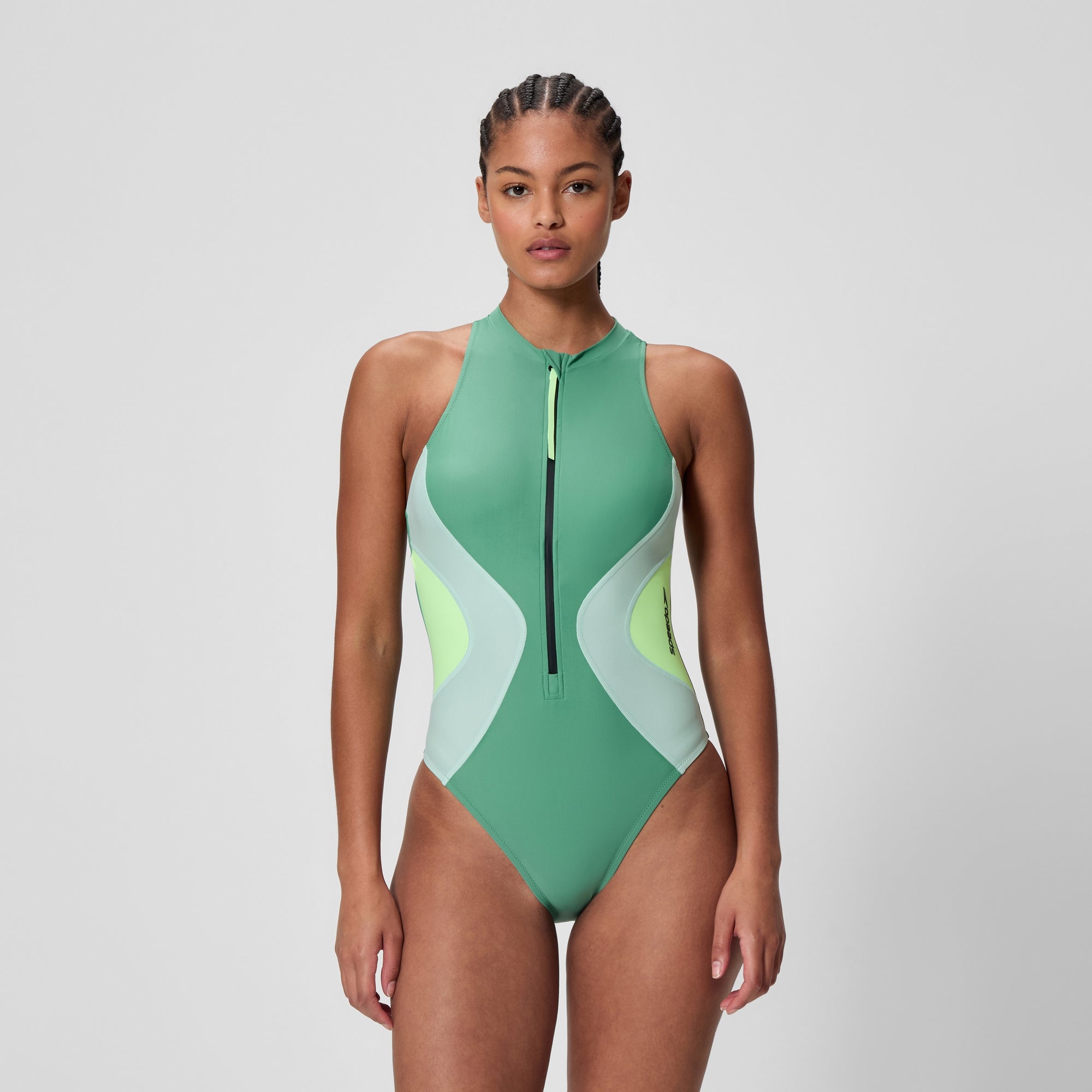 Women's Ocean Flex Zip One Piece Black/Green