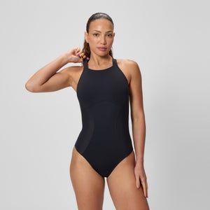 Women's Sculpture High Neck Contour One Piece Black