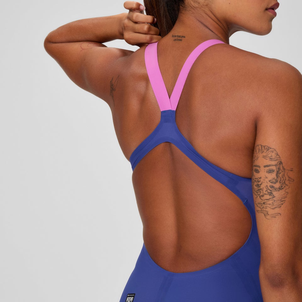 Women's Fastskin LZR Pure Valor 2.0 Openback Kneeskin Navy/Purple