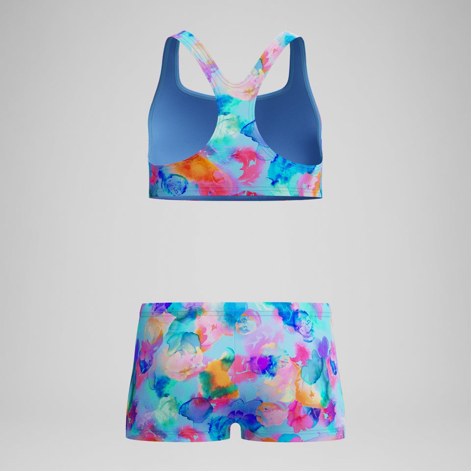 Girls Printed Racerback Bikini Set Blue