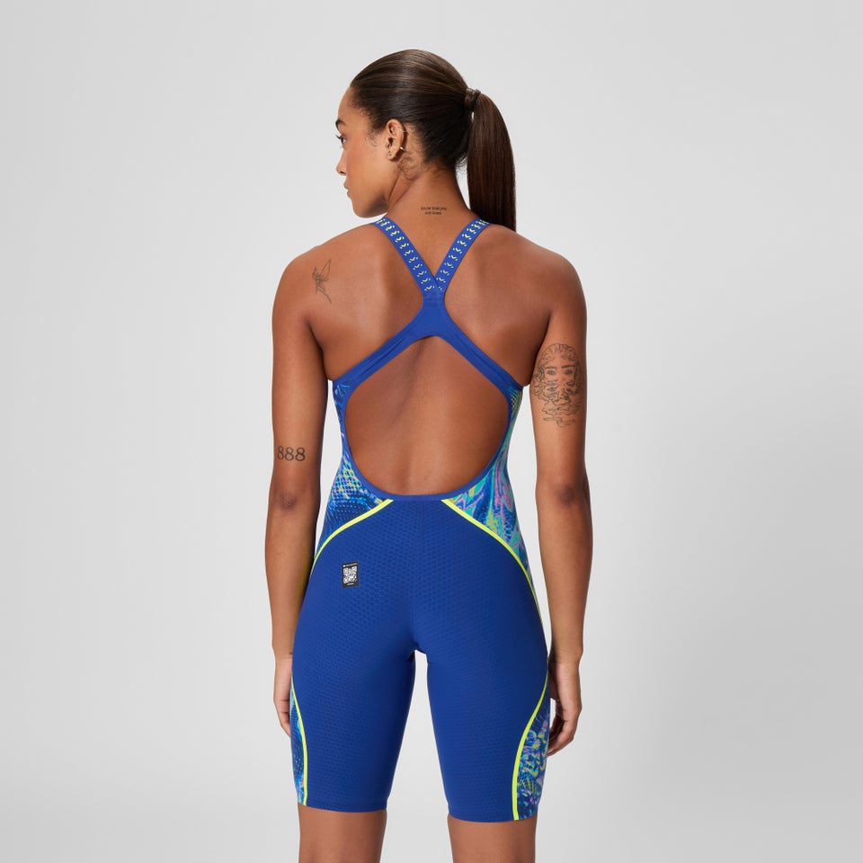 Women's Fastskin LZR Pure Intent 2.0 Openback Kneeskin Navy/Blue/Yellow