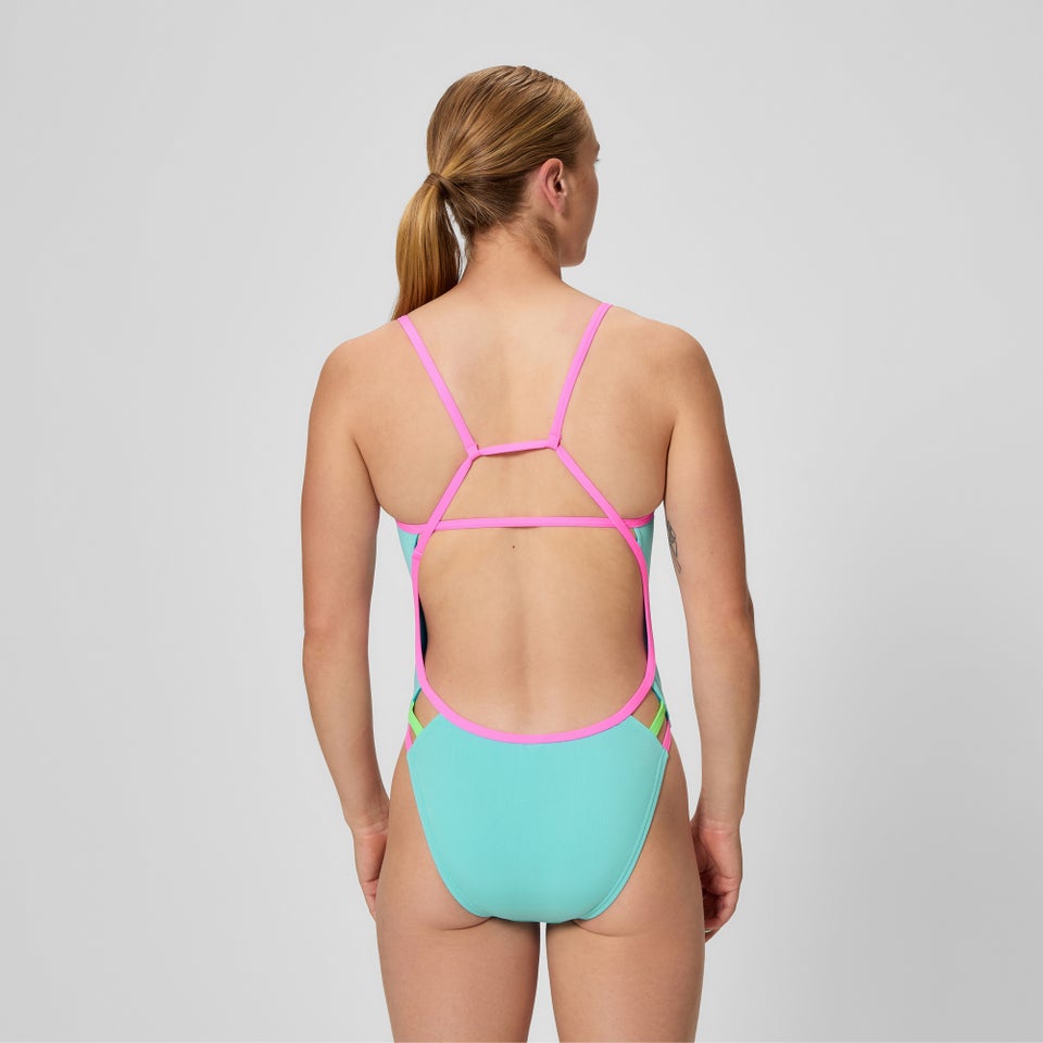Damen Club Training Tri Back Badeanzug Türkis/Pink