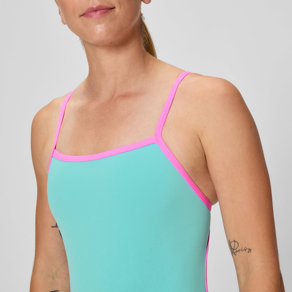 Damen Club Training Tri Back Badeanzug Türkis/Pink