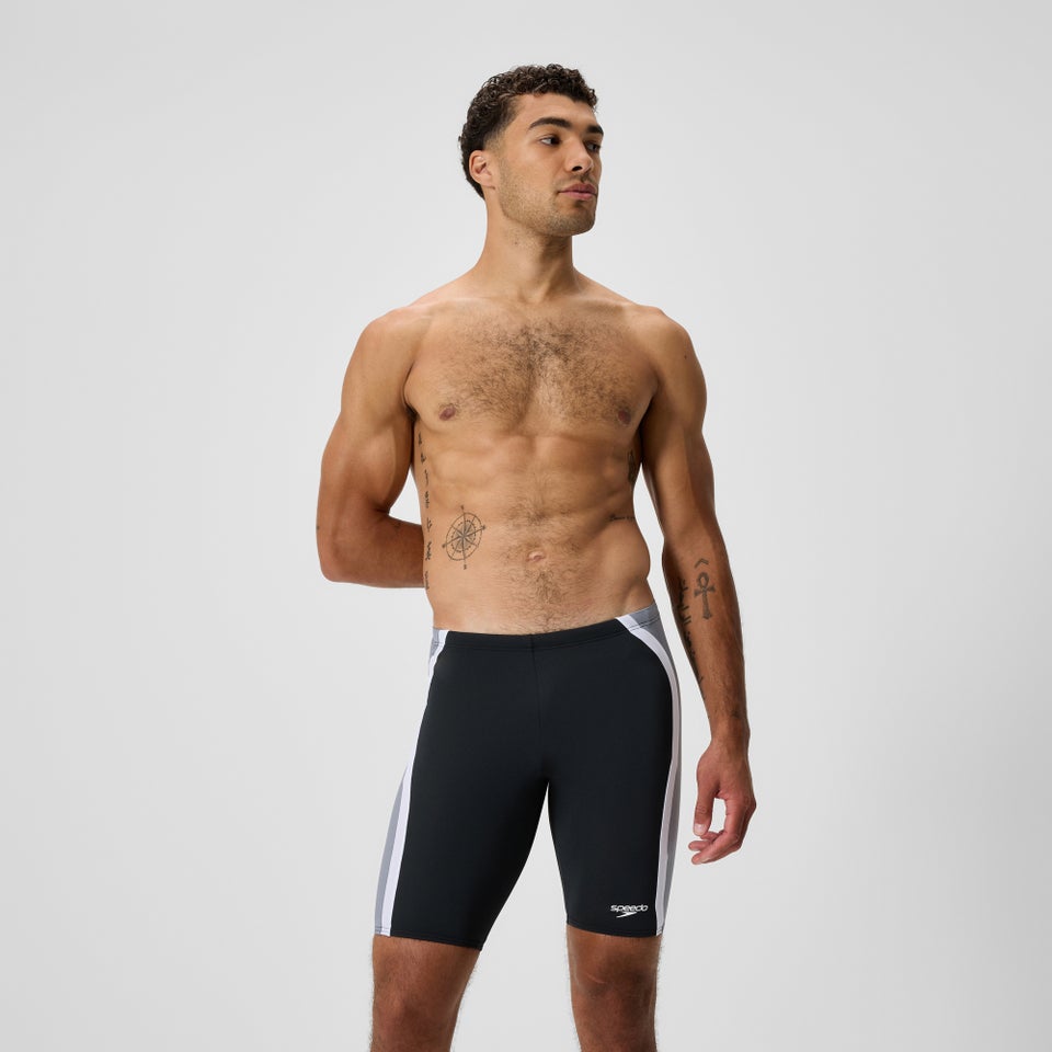 Herren Schwimmhose mit Passe Grau/Schwarz