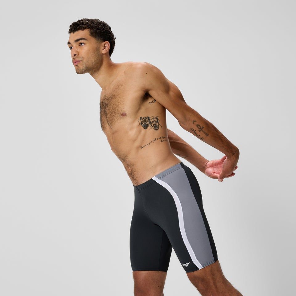 Herren Schwimmhose mit Passe Grau/Schwarz