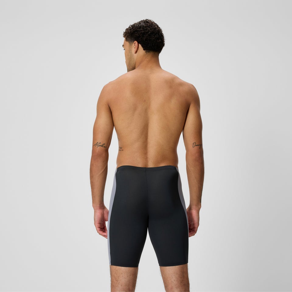 Herren Schwimmhose mit Passe Grau/Schwarz