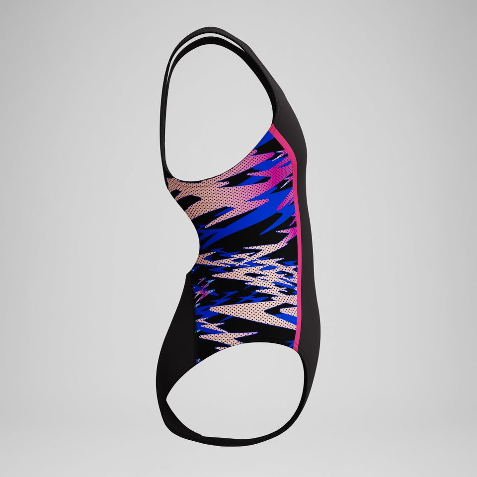 Girls Hyperboom Splice Muscleback Swimsuit Black/Pink