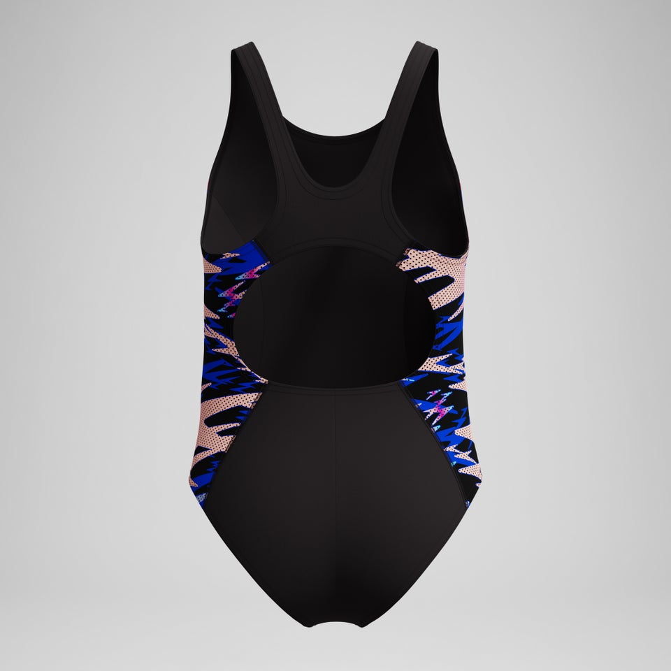 Girls Hyperboom Splice Muscleback Swimsuit Black/Pink