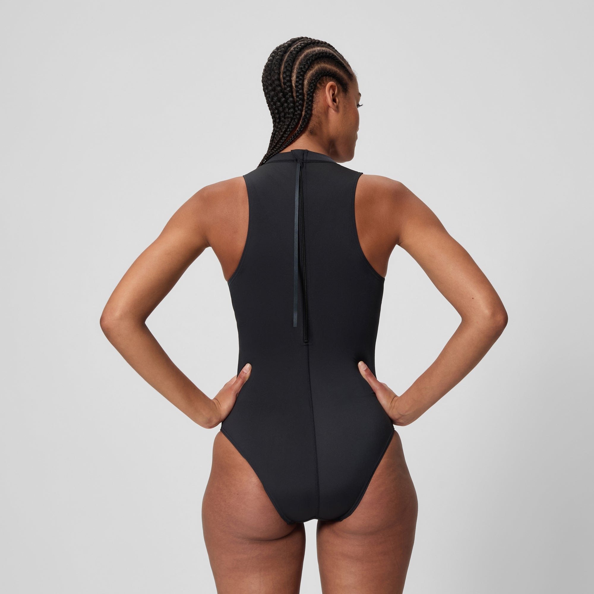 THE TOÉ Hydra Polo Onepiece black Women's One Piece Swimsuit | Versatile Tulle Straps & Scrunch