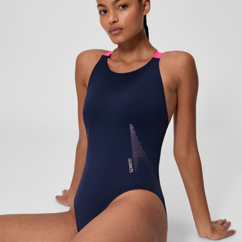 Women's Boom Solid Leaderback One Piece Navy/Pink