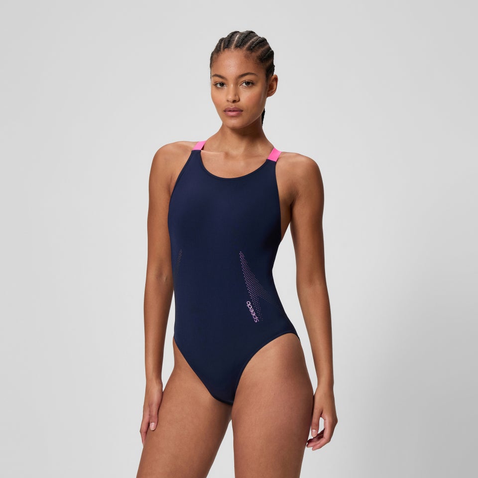 Women's Boom Solid Leaderback One Piece Navy/Pink