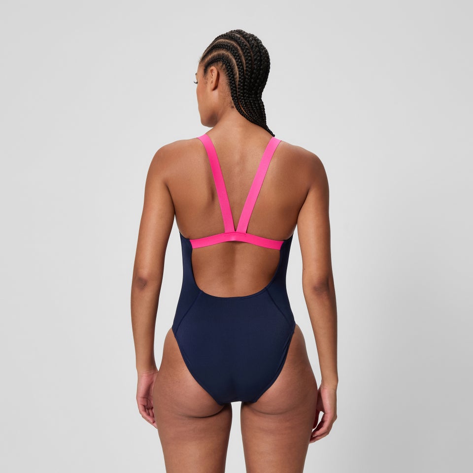 Women's Boom Solid Leaderback One Piece Navy/Pink