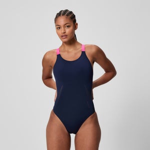 Women's Boom Solid Leaderback One Piece Navy/Pink
