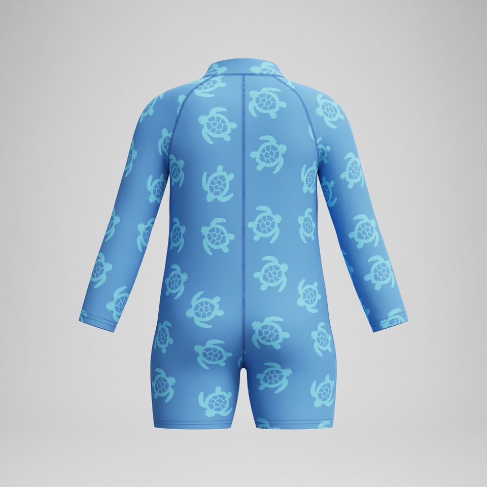 Infant Printed Long Sleeve Zip Swimsuit Blue