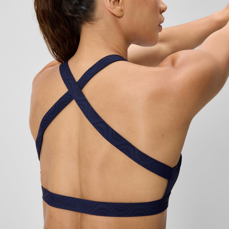 Women's Jetstream Textured Crossback Bikini Top Navy/White