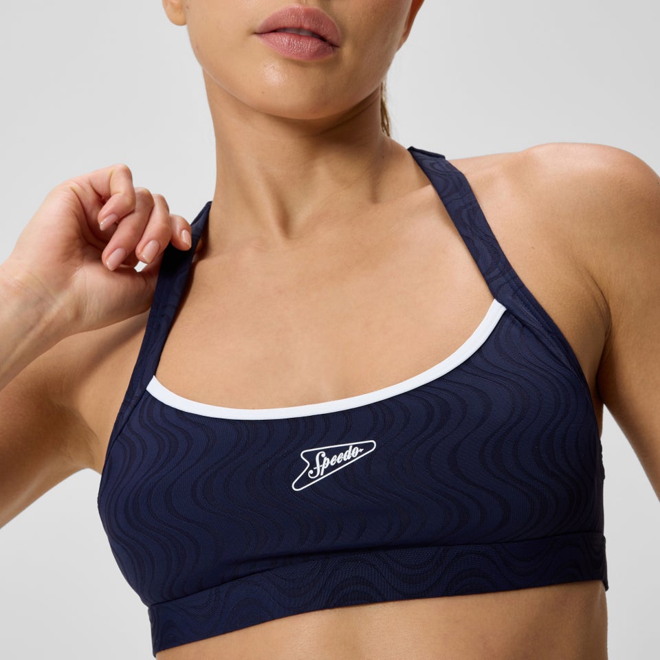 Women's Jetstream Textured Crossback Bikini Top Navy/White