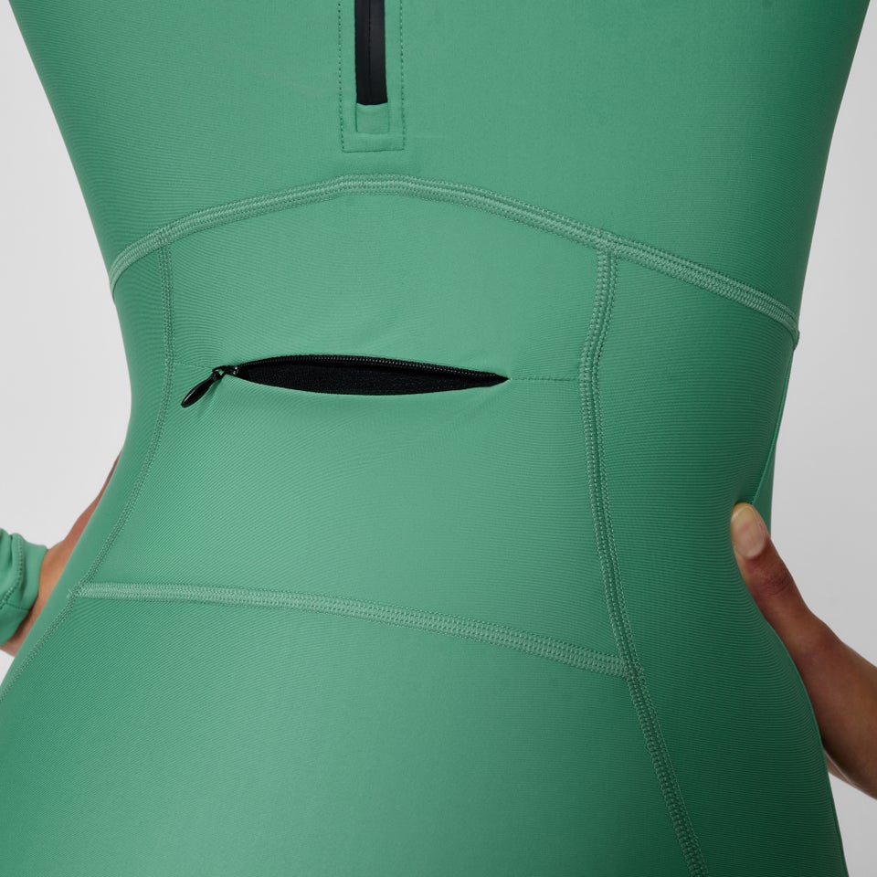 Women's Ocean Flex Long Sleeve Zip One Piece Green