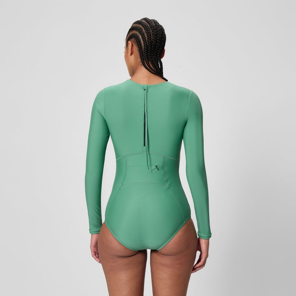 Women's Ocean Flex Long Sleeve Zip One Piece Green