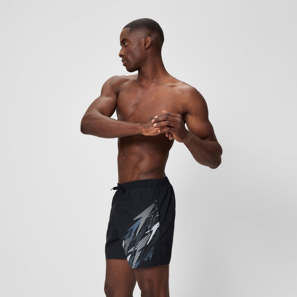 Herren Medley Badeshorts 40 cm mit Logo Grau/Schwarz