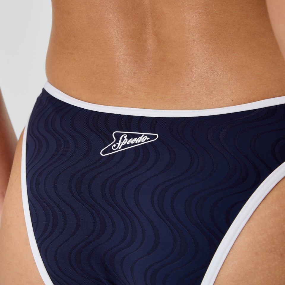 Women's Jetstream Texture Scoop Bikini Bottom Navy/White