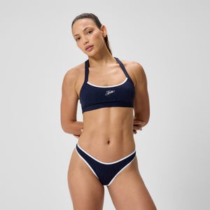 Women's Jetstream Texture Scoop Bikini Bottom Navy/White