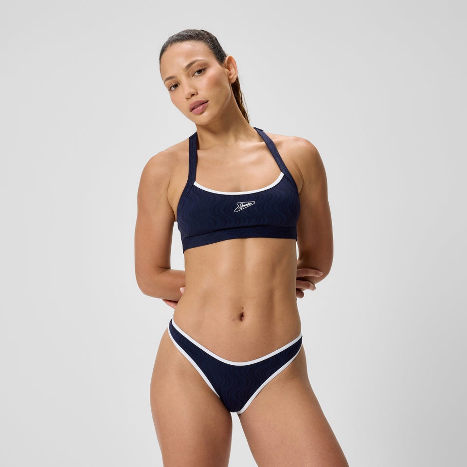 Women's Jetstream Texture Scoop Bikini Bottom Navy/White