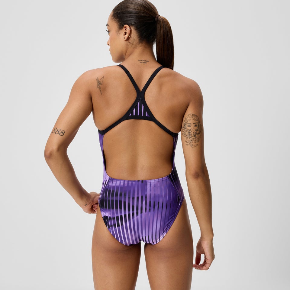 Women's Club Training Printed Turnback One Piece Purple