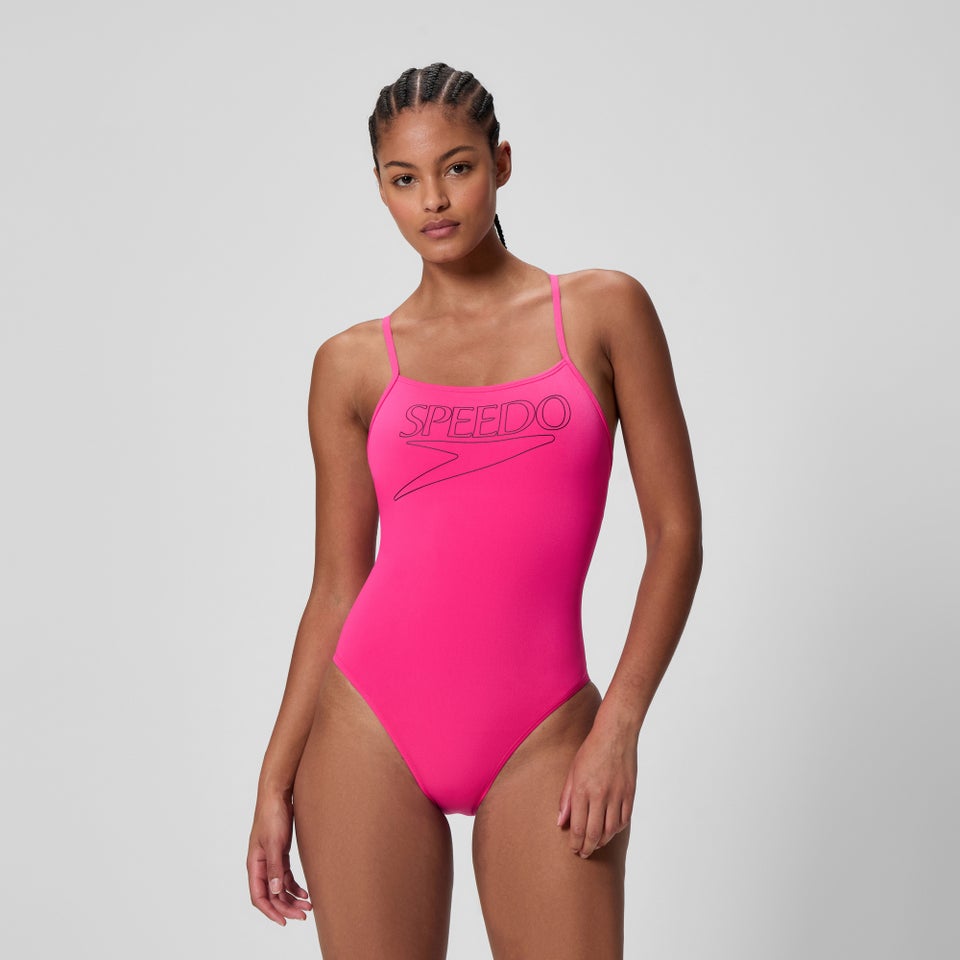 Maillot de bain Femme Endurance+ Logo à bretelles fines rose