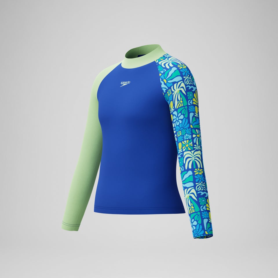 Jungen Langarm-Rashguard mit Print Blau
