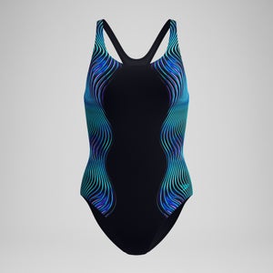 Women's Medalist Printed Medalist One Piece Black/Blue - 38