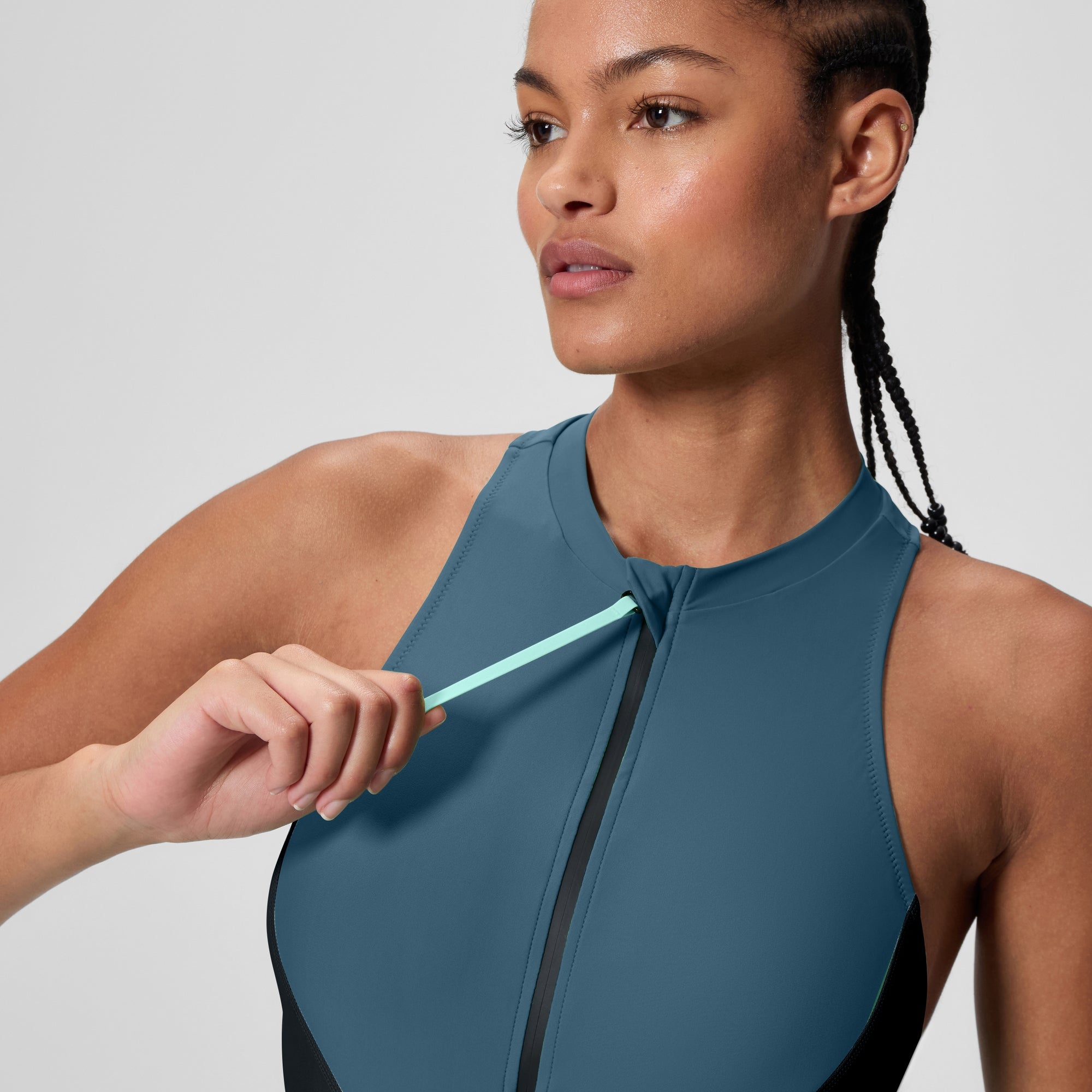 Women's Ocean Flex Zip Swimsuit Teal | Speedo UK