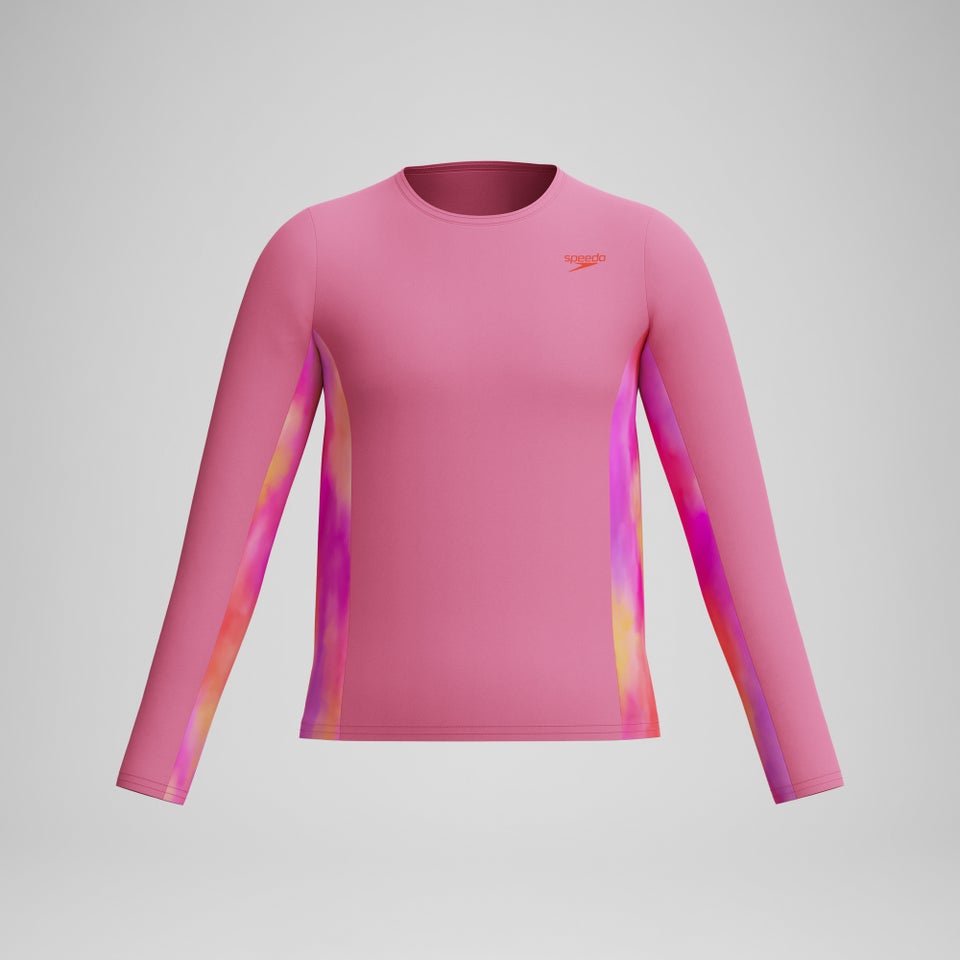 Girls Printed Long Sleeve Rashguard Pink