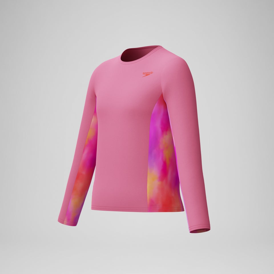 Girls Printed Long Sleeve Rashguard Pink
