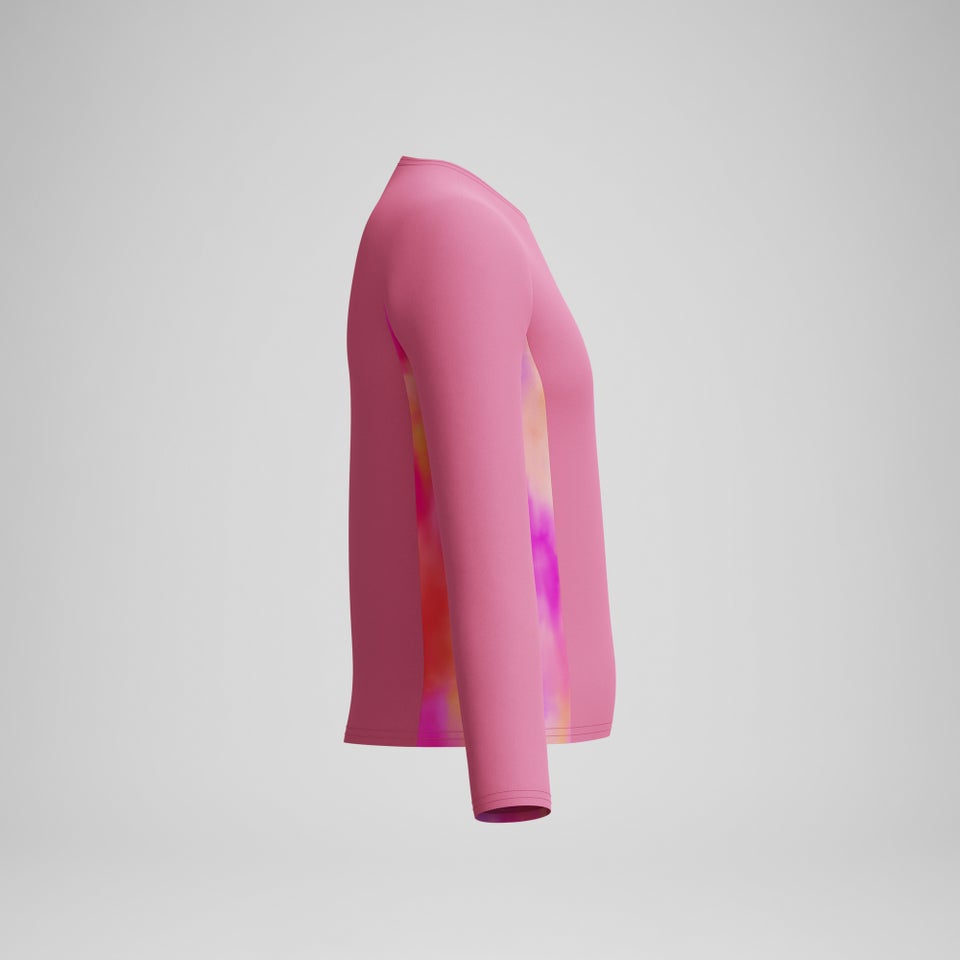 Girls Printed Long Sleeve Rashguard Pink