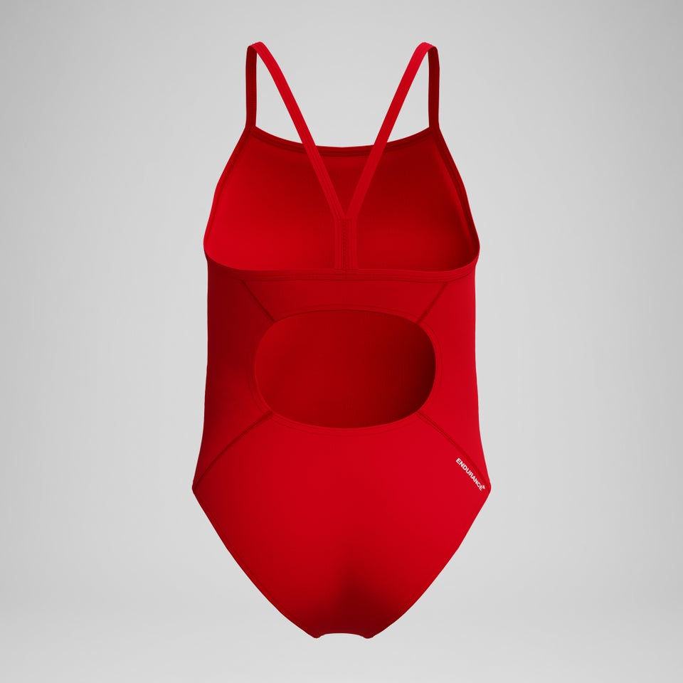 Mädchen Endurance+ Badeanzug mit Logo und dünnen Trägern Rot